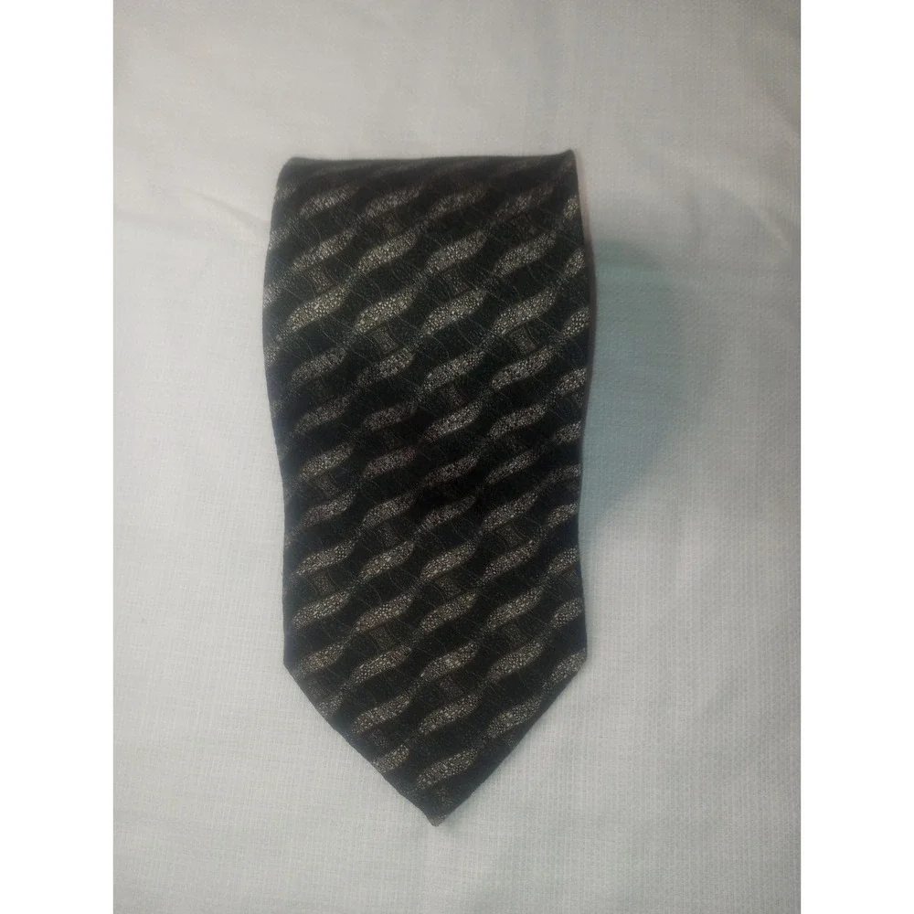 Hart Schaffner Marx Abstract Wide Silver Multicolor Silk Italy‎ Tie